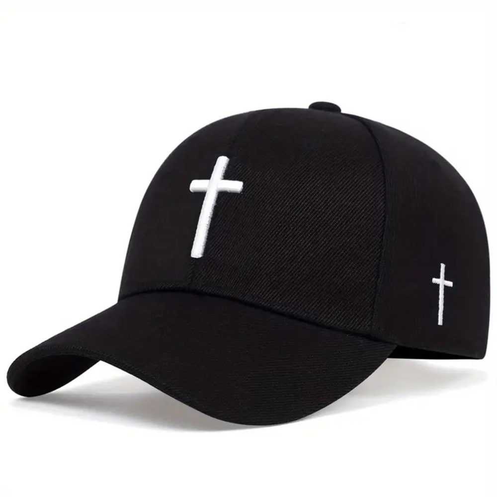 🇺🇸🕊Embroidered White Cross Adjustable Strap Quality Black Unisex Cap!